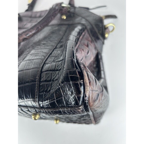 Brahmin Louise Black ~ Brown  Croc Embossed Handbag No Shoulder Strap GUC - Picture 11 of 16